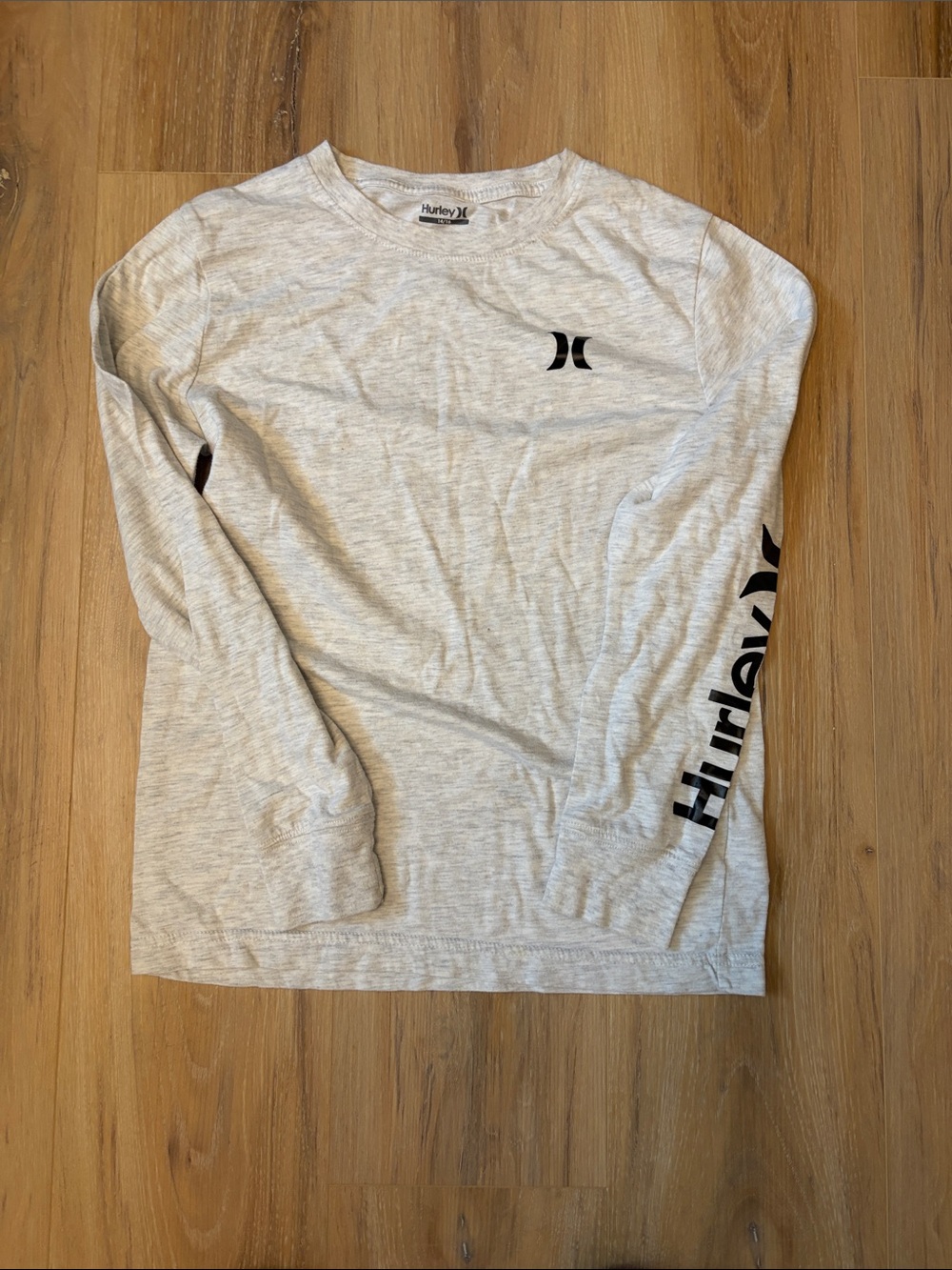 ( 2 for 10$) Hurley Heather Gray Long Sleeve Logo Tee with Black Branding